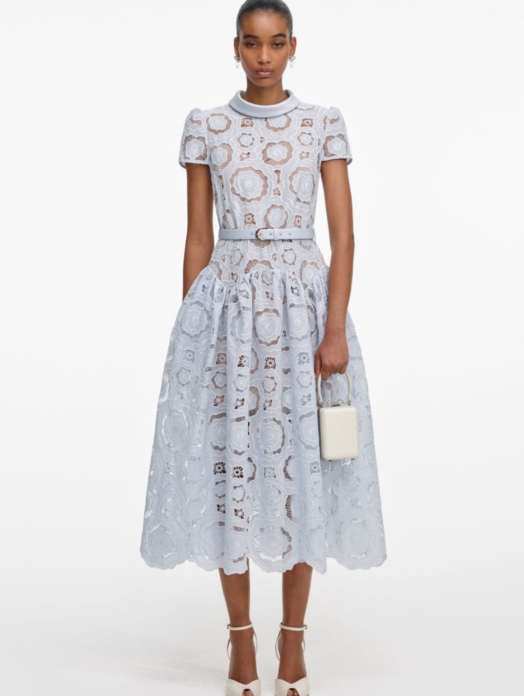 Self Portrait Blue Floral Lace Midi Dress